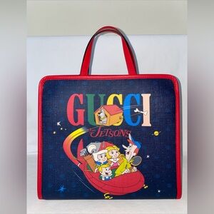 GUCCI KIDS X THE JETSONS PRINTED LEATHER TOTE BAG NEW NWT Made in Italy